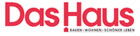 The image shows the text "Das Haus" in red, with a small caption below that says "BAUEN. WOHNEN. SCHÖNER LEBEN."
